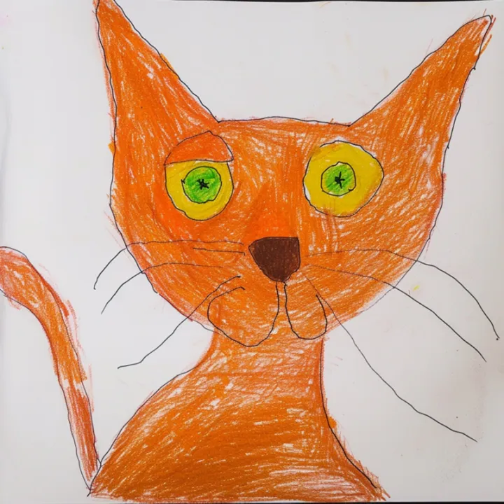 Midjourney: child's drawing of a cat с --stylize 0
